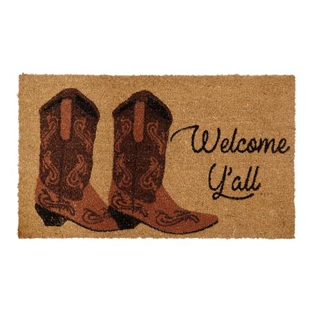 Welcome Y'all with Boots Entrance Mat